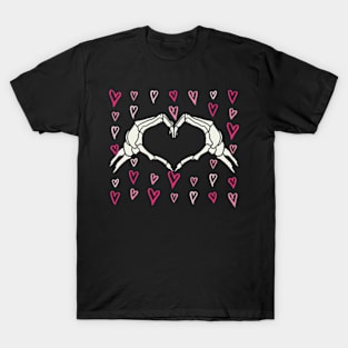 Skeleton Hand Heart Valentines Day Funny Bones Love T-Shirt